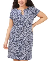 Msk Plus Floral-Print Grommet-Trim Dress