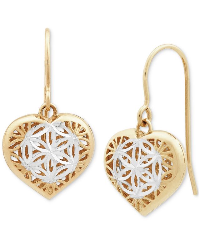 Openwork Heart Drop Earrings in 10k Gold, Created for Macy's
