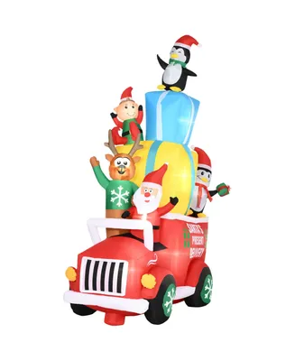 Outsunny 9' Inflatable Santa Claus Driving Christmas Blow-Up Outdoor Display