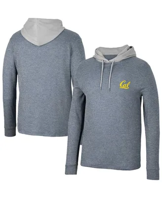 Men's Colosseum Navy Cal Bears Ballot Waffle-Knit Thermal Long Sleeve Hoodie T-shirt