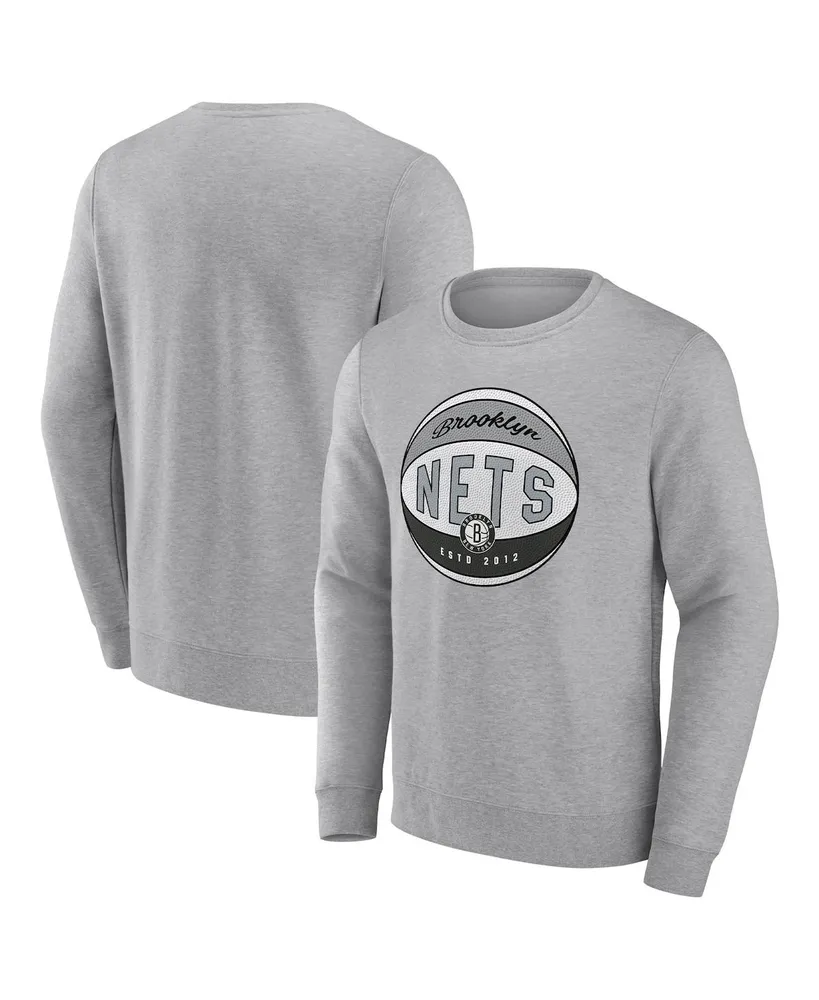 Men's Fanatics Heathered Gray Brooklyn Nets True Classics Vint Pullover Sweatshirt