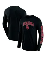 Men's Fanatics Black Oklahoma Sooners Distressed Arch Over Logo 2.0 Long Sleeve T-shirt