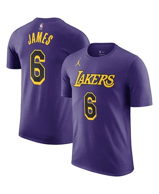 Men's Jordan LeBron James Purple Los Angeles Lakers 2022/23 Statement Edition Name and Number T-shirt
