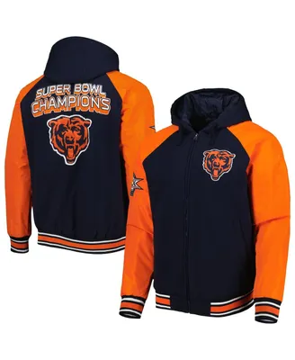 Men's G-iii Sports by Carl Banks Navy Chicago Bears Defender Raglan Full-Zip Hoodie Varsity Jacket