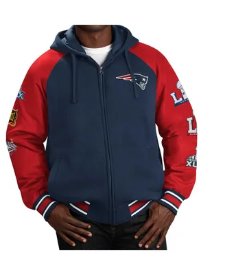 Men's G-iii Sports by Carl Banks Navy New England Patriots Defender Raglan Full-Zip Hoodie Varsity Jacket