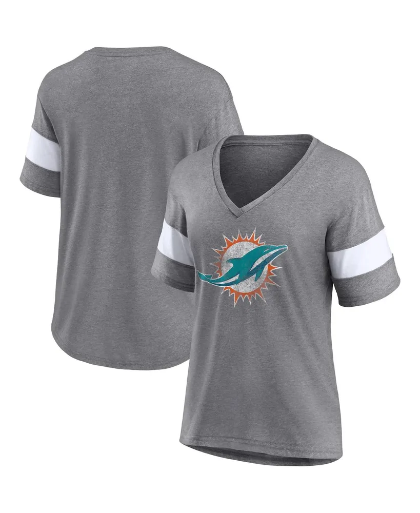 Men's Fanatics Branded Heathered Gray/Aqua Miami Dolphins Tri-Tone