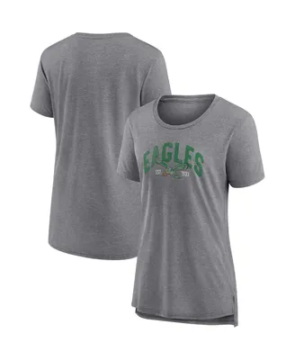 Women's Fanatics Heathered Gray Philadelphia Eagles Drop Back Modern T-shirt