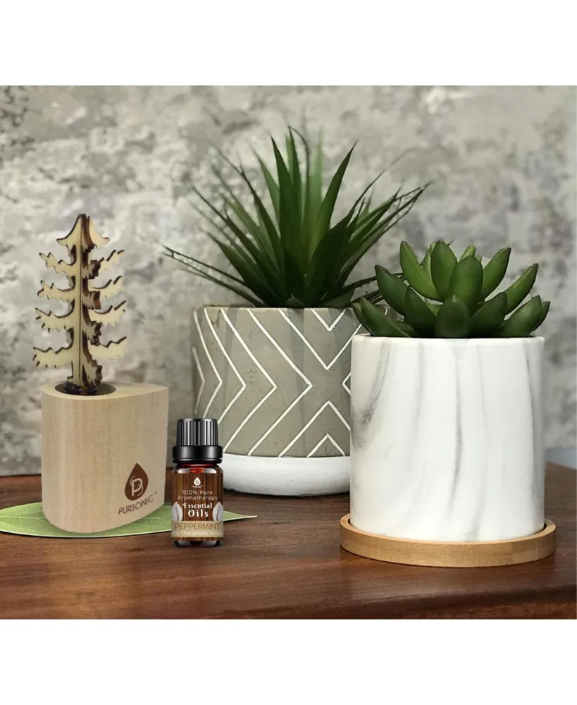 Pursonic 3D Wooden Standard Tree Reed Diffuser with Peppermint Essential Oil