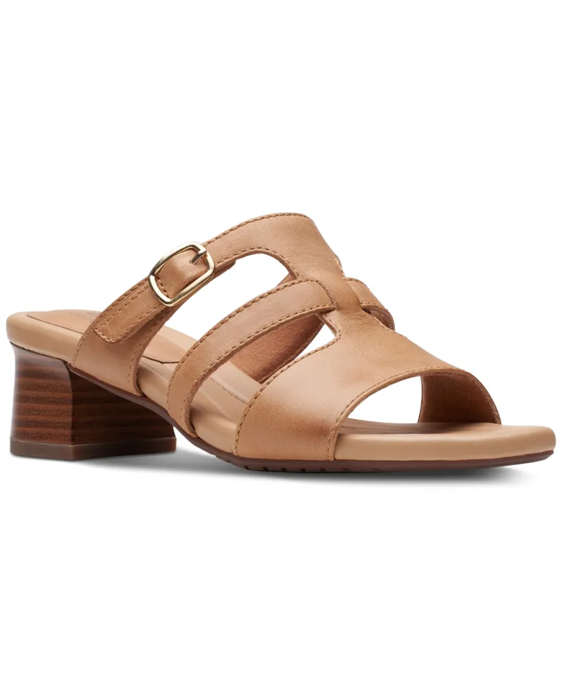 Clarks Women's Desirae Palm Triple-Strap Open-Back Sandals