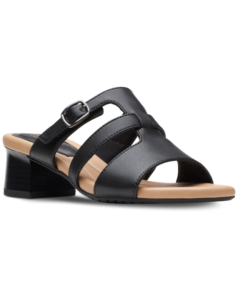 Clarks Women's Desirae Palm Triple-Strap Open-Back Sandals