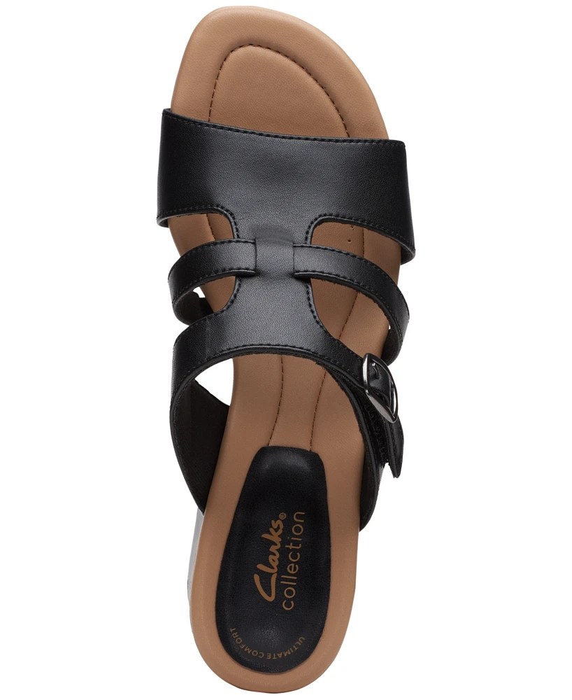 Clarks Women's Desirae Palm Triple-Strap Open-Back Sandals