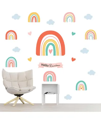 Hello Rainbow - Nursery & Kids Room Vinyl Wall Art Stickers - Wall Decals 20 Ct