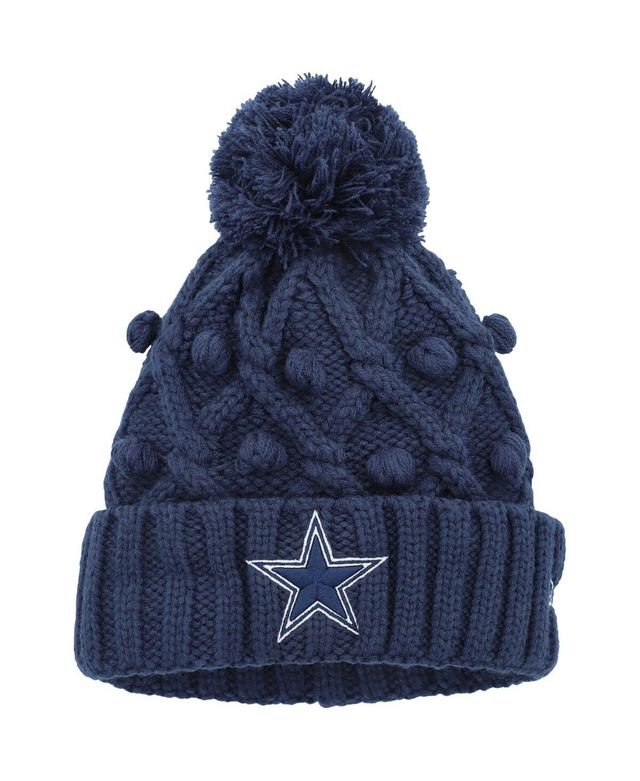Big Girls New Era Navy Dallas Cowboys Toasty Cuffed Knit Hat with Pom