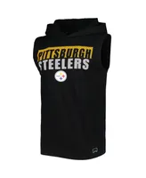 Men's Msx by Michael Strahan Black Pittsburgh Steelers Relay Sleeveless Pullover Hoodie