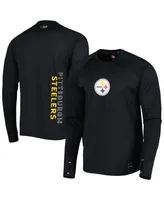 Men's Msx by Michael Strahan Black Pittsburgh Steelers Interval Long Sleeve Raglan T-shirt
