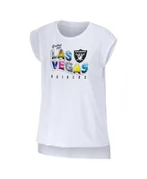 Women's Wear by Erin Andrews White Las Vegas Raiders Greetings From Muscle T-shirt