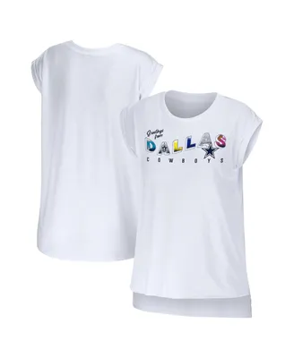 Women's Wear by Erin Andrews White Dallas Cowboys Greetings From Muscle T-shirt