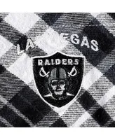 Women's Concepts Sport Black, Silver Las Vegas Raiders Mainstay Flannel Full-Button Long Sleeve Nightshirt