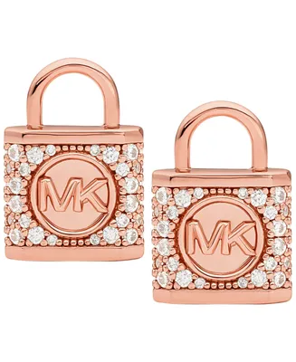 Michael Kors 14K Rose Gold-Plated Sterling Silver Pave Lock Stud Earrings