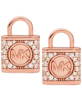Michael Kors 14K Rose Gold-Plated Sterling Silver Pave Lock Stud Earrings