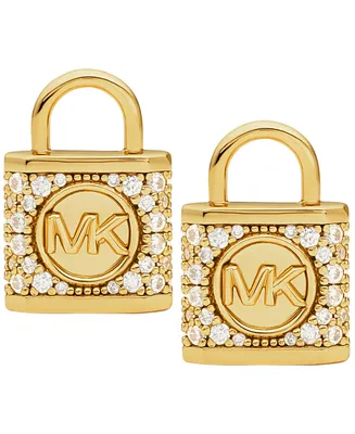 Michael Kors 14K Rose Gold-Plated Sterling Silver Pave Lock Stud Earrings
