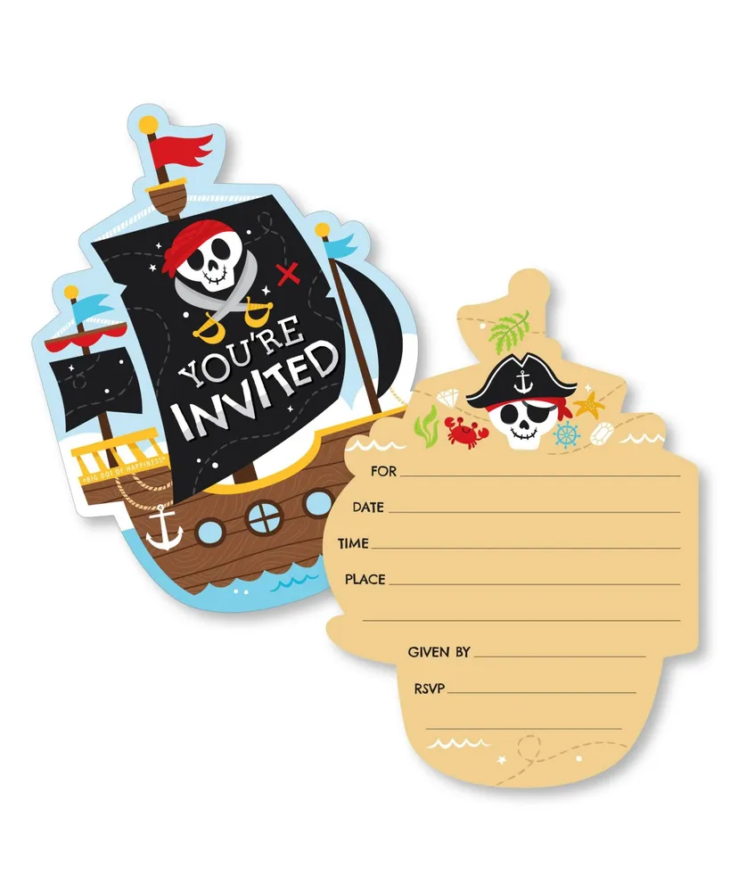 Big Dot of Happiness Pirate Ship Adventures - Skull Birthday Party Money and Gift Card Sleeves - Nifty Gifty Card Holders - Set of 8