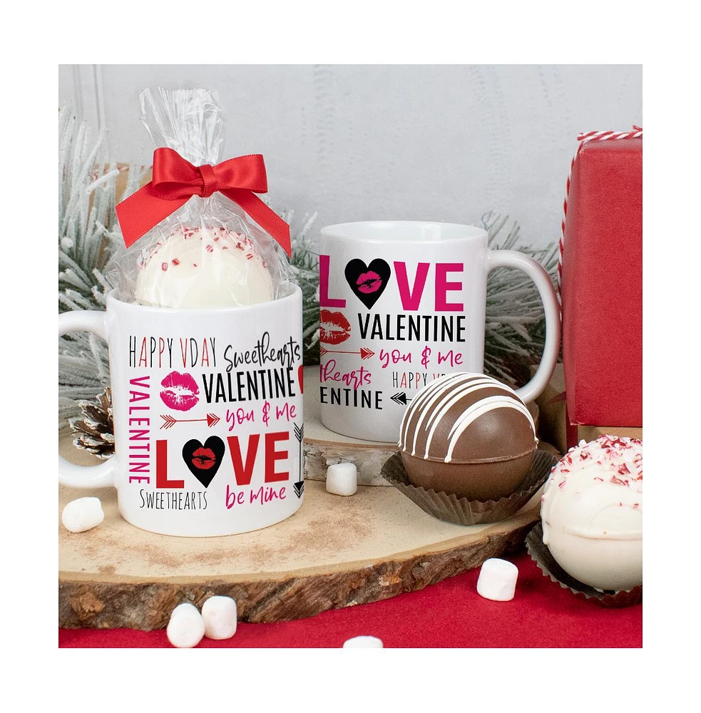 Valentine's Day Gift 11oz Coffee Mug with Peppermint Belgian Hot Chocolate Bomb