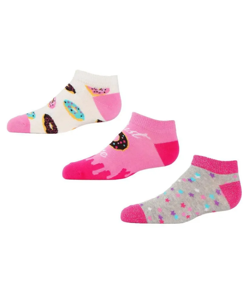 3 Pairs Girl's Donut Low Cut Socks - Assorted Pre
