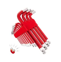 13 Piece Sae Long Arm Magnetic Hex Key Wrench Set Red