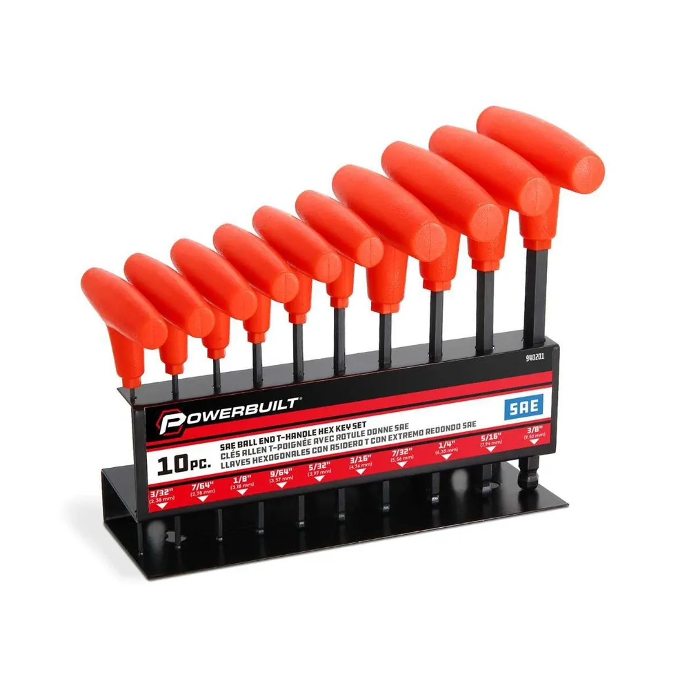 Powerbuilt 10 Piece Sae T-Handle Hex Key Wrench Set