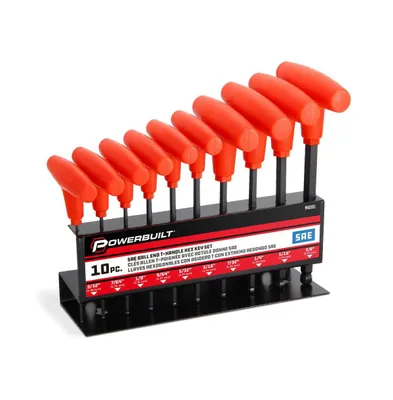 10 Piece Sae T-Handle Hex Key Wrench Set