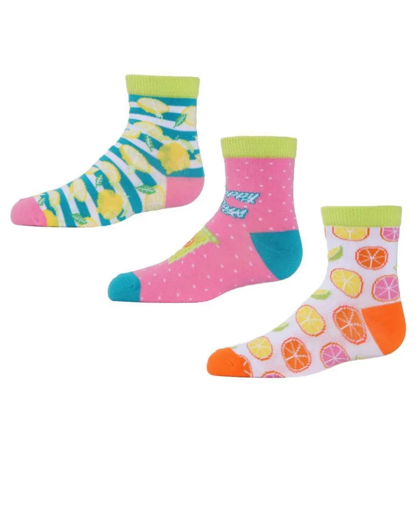 MeMoi Girls 3 Pairs Lemon Squeezy Mid Cut Socks