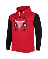 Men's Fanatics Red, Black Chicago Bulls Big and Tall Bold Attack Pullover Hoodie