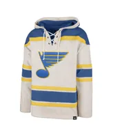 Men's '47 Brand Oatmeal St. Louis Blues Rockaway Lace-Up Pullover Hoodie