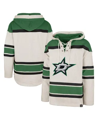 Men's '47 Brand Oatmeal Dallas Stars Rockaway Lace-Up Pullover Hoodie