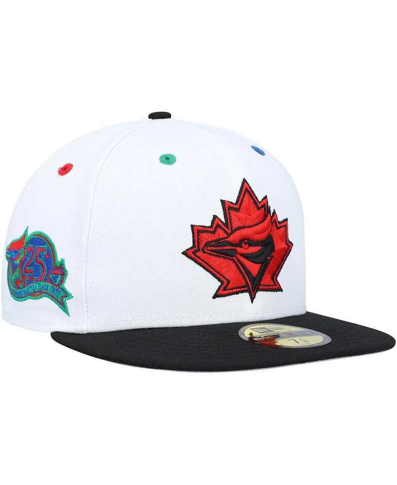 Men's New Era White, Black Toronto Blue Jays 25th Anniversary Primary Eye 59FIFTY Fitted Hat
