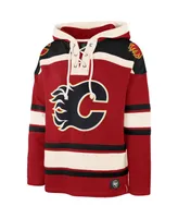 Men's '47 Brand Red Calgary Flames Superior Lacer Team Pullover Hoodie