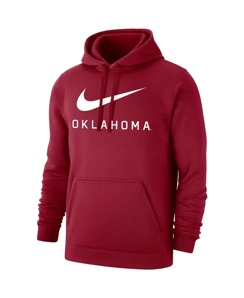 Men's Nike Crimson Oklahoma Sooners Big Swoosh Club Pullover Hoodie