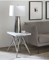 Coral Carrara Marble End Table