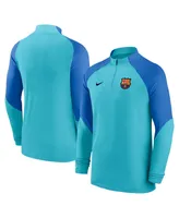 Men's Nike Blue Barcelona Strike Drill Performance Raglan Quarter-Zip Long Sleeve Top