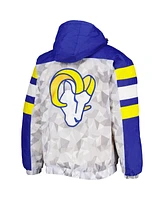 Men's Starter White, Royal Los Angeles Rams Thursday Night Gridiron Raglan Half-Zip Hooded Jacket