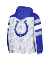 Men's Starter White, Royal Indianapolis Colts Thursday Night Gridiron Raglan Half-Zip Hooded Jacket