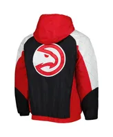 Men's Starter Red Atlanta Hawks Body Check Raglan Hoodie Half-Zip Jacket