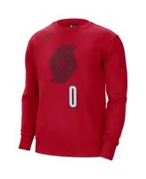 Men's Jordan Damian Lillard Red Portland Trail Blazers Statement Name and Number Pullover Sweatshirt