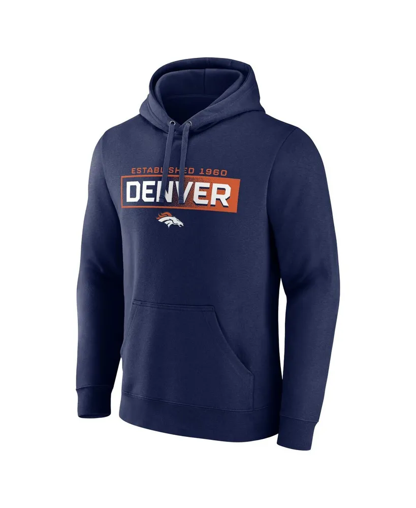 Men's Fanatics Navy Denver Broncos Down The Field Big and Tall Pullover Hoodie