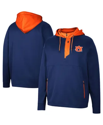 Men's Colosseum Navy Auburn Tigers Luge 3.0 Quarter-Zip Hoodie