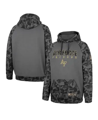 Men's Colosseum Charcoal Air Force Falcons Oht Military-Inspired Appreciation Camo Stack Raglan Pullover Hoodie