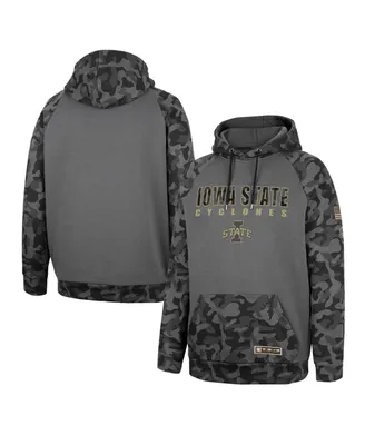 Men's Colosseum Charcoal Iowa State Cyclones Oht Military-Inspired Appreciation Camo Stack Raglan Pullover Hoodie