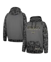 Men's Colosseum Charcoal Iowa State Cyclones Oht Military-Inspired Appreciation Camo Stack Raglan Pullover Hoodie