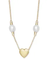 Cultured Freshwater Pearl (7 1/4 x 8mm) Heart 18" Pendant Necklace in 14k Gold-Plated Sterling Silver